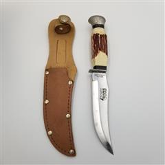 Vintage Edge Mark 22504 Fixed Blade Clip Point Bowie Knife w/ Sheath BRASIL